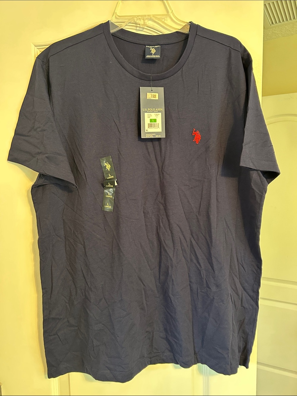 U.S. Polo Assn. Navy Short-Sleeve Crewneck with Red Pony Logo